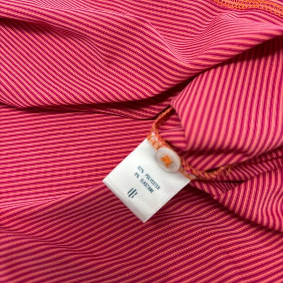 Holderness & Bourne Medium Pink Striped Short Sleeve Golf Polo Shirt - Picture 4 of 6